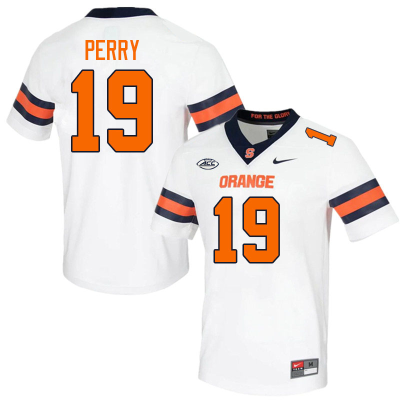 Syracuse Orange #19 Cornell Perry College Football Jerseys Stitched Sale-White